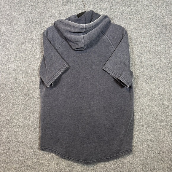 Lucky Brand Venice Burnout Henley Hoodie Mens Medium Blue Short Sleeve Pullover - Picture 8 of 10